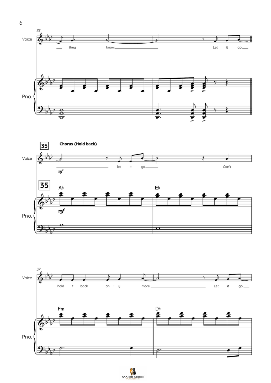 Let It Go Piano, Vocal scores gallery preview page 6