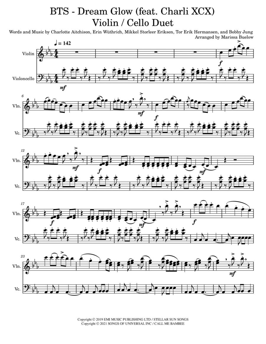 Dream Glow String Duet scores gallery preview page 1
