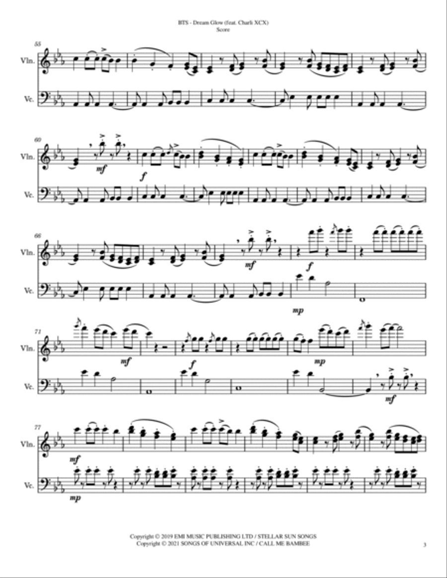 Dream Glow String Duet scores gallery preview page 3