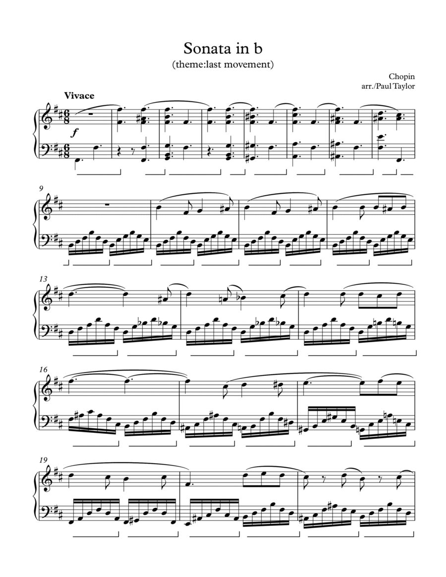 Chopin b minor sonata (3rd mov't, main theme) Piano Solo scores gallery preview page 1