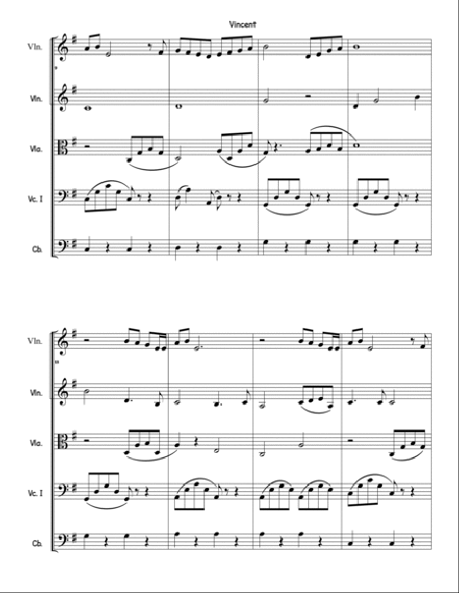 Vincent (starry Starry Night) String Orchestra scores gallery preview page 3