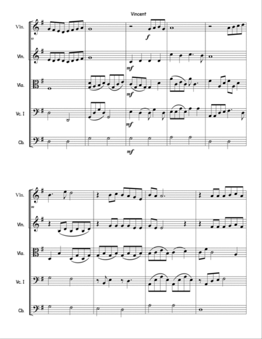 Vincent (starry Starry Night) String Orchestra scores gallery preview page 4