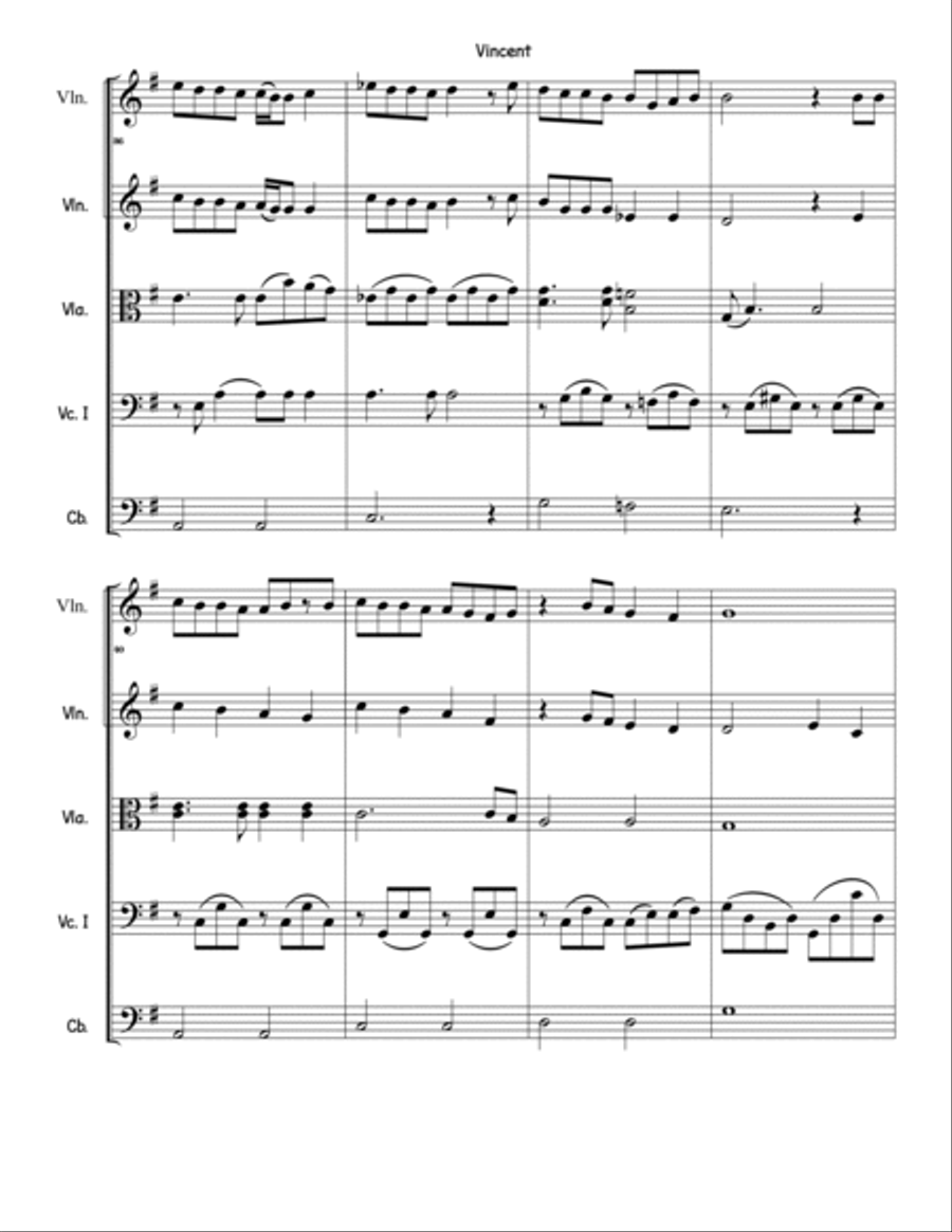 Vincent (starry Starry Night) String Orchestra scores gallery preview page 6