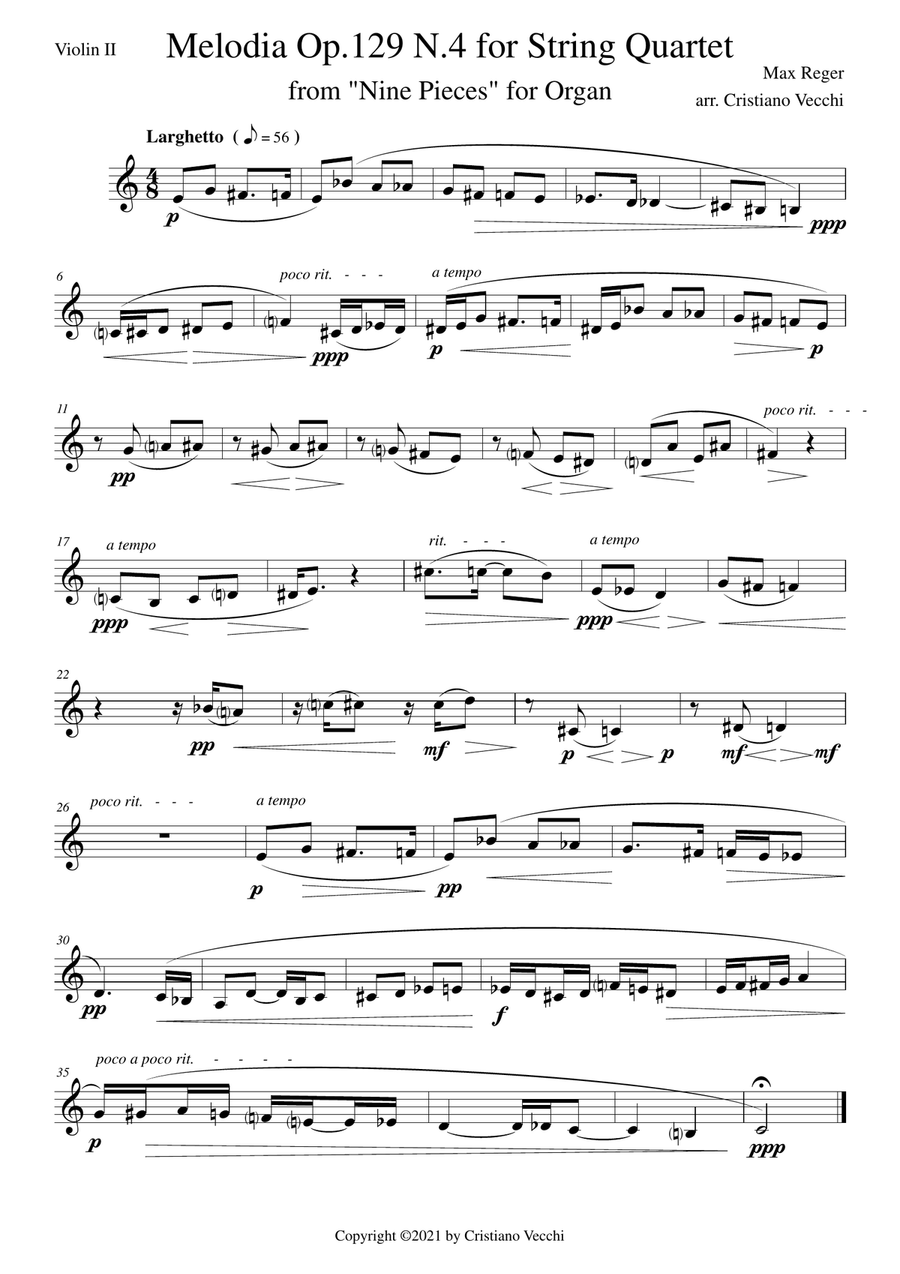 Melodia Op.129 N.4 for String Quartet String Quartet scores gallery preview page 5
