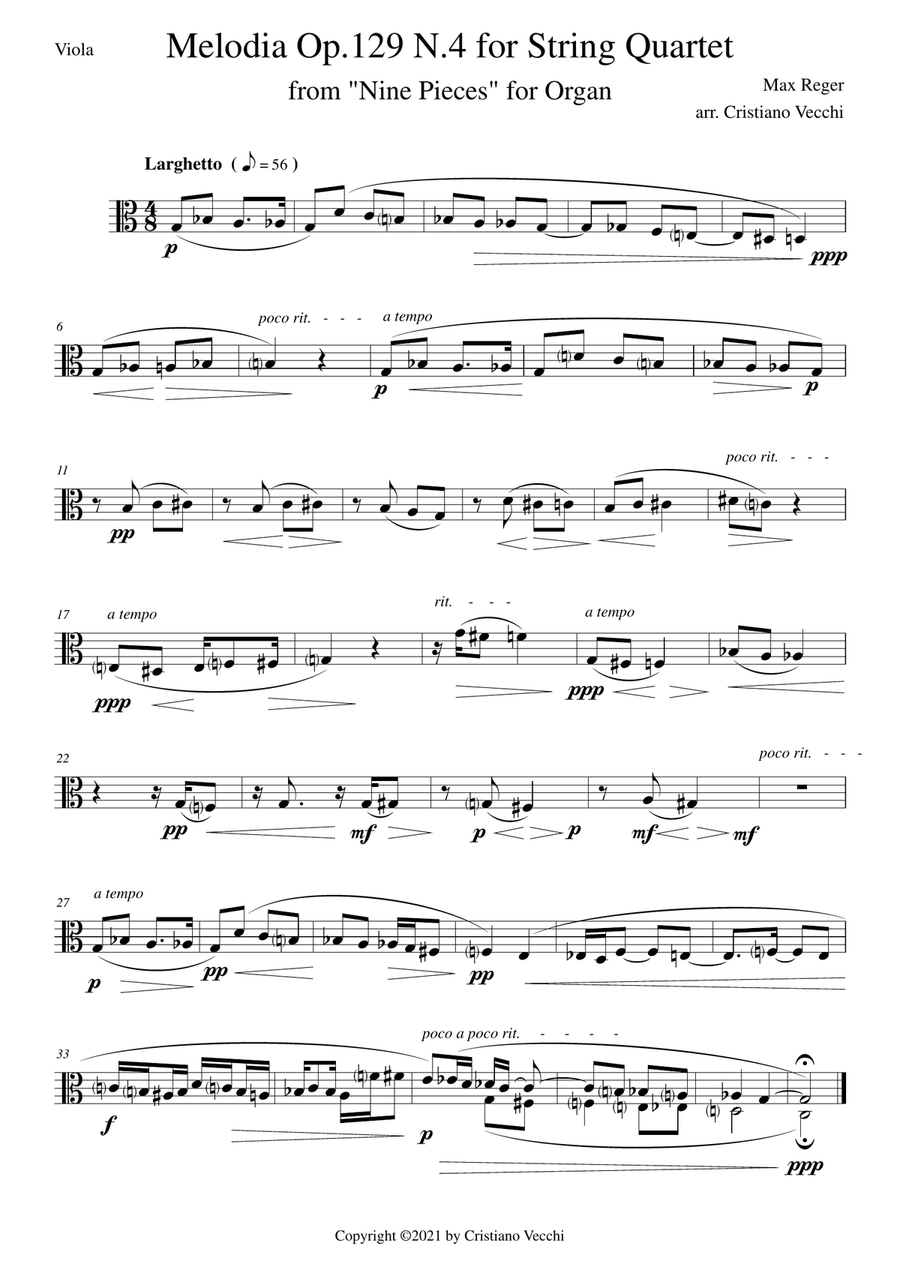 Melodia Op.129 N.4 for String Quartet String Quartet scores gallery preview page 6
