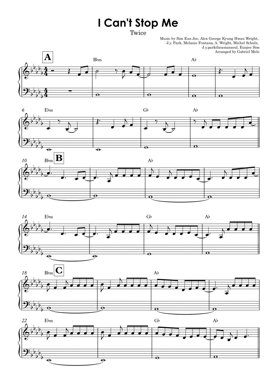 I Can't Stop Me Easy Piano scores gallery preview page 1