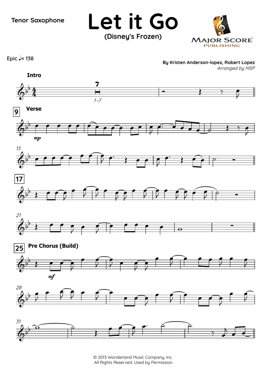 Let It Go Tenor Saxophone scores gallery preview page 2