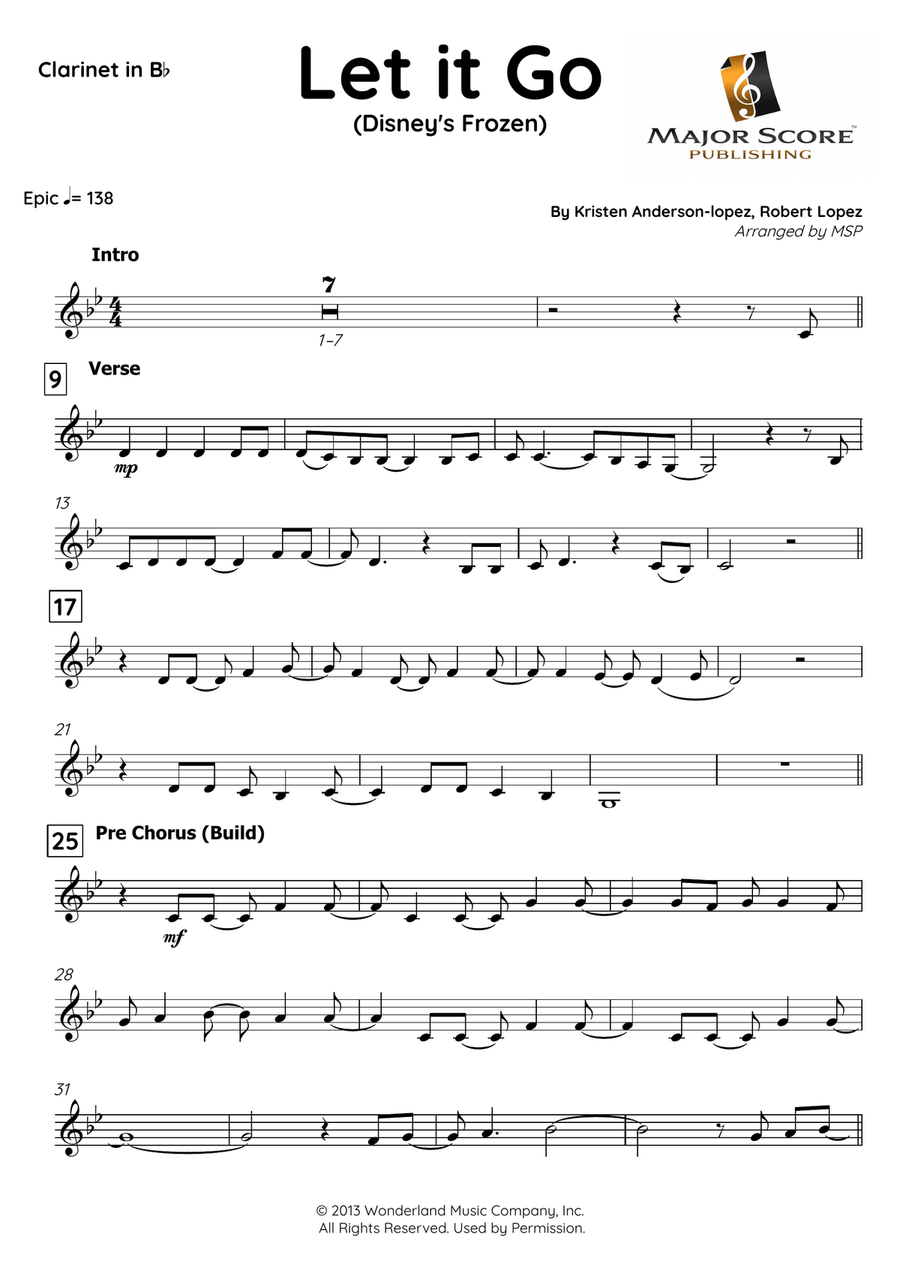 Let It Go B-Flat Clarinet scores gallery preview page 2
