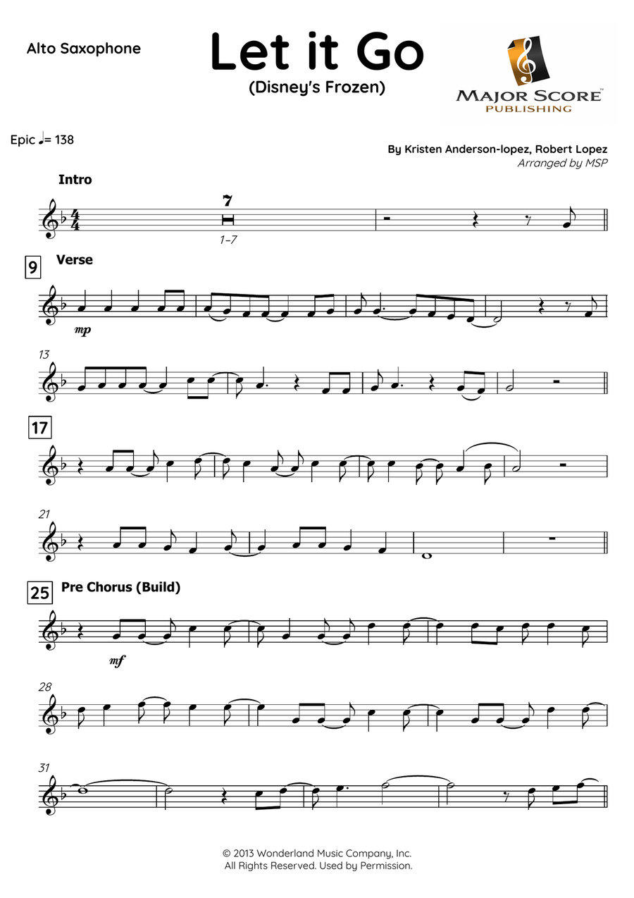 Let It Go Alto Saxophone scores gallery preview page 2