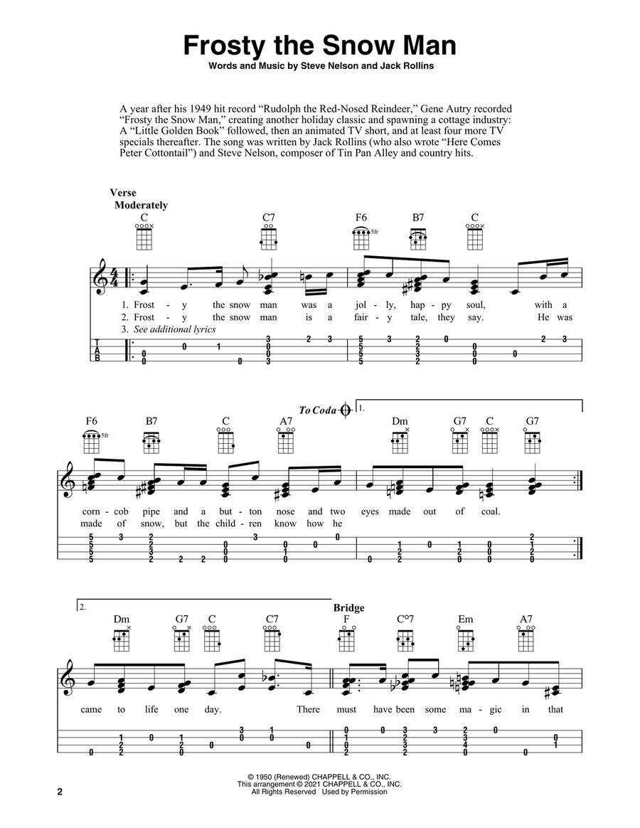 Frosty The Snow Man (arr. Fred Sokolow) Ukulele scores gallery preview page 2