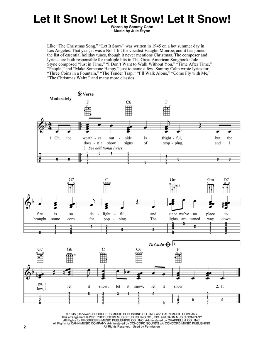 Let It Snow! Let It Snow! Let It Snow! (arr. Fred Sokolow) Ukulele scores gallery preview page 2