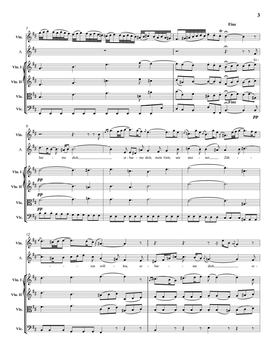 Aria: Erbarme Dich, mein Gott from Matthäuspassion (Strings and Alto voice) String Orchestra scores gallery preview page 4