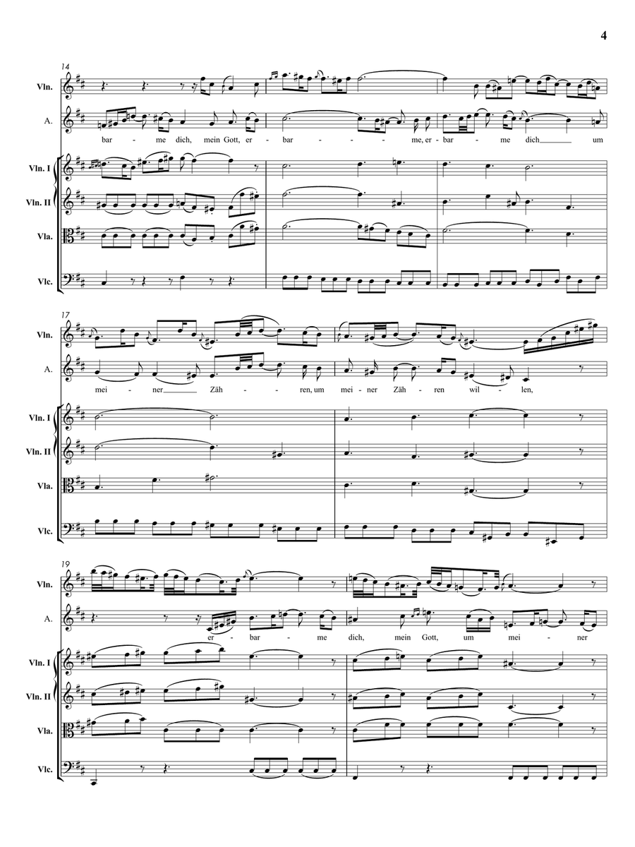 Aria: Erbarme Dich, mein Gott from Matthäuspassion (Strings and Alto voice) String Orchestra scores gallery preview page 5