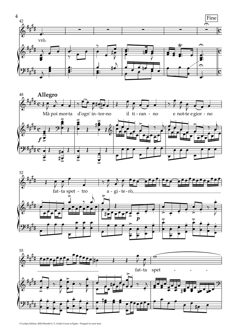 Piangerò la sorte mia Piangerò la sorte mia Piano, Vocal scores gallery preview page 6