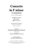 Concerto in F Minor for Harpsichord & Strings, WC 73 (Full Score & Parts)