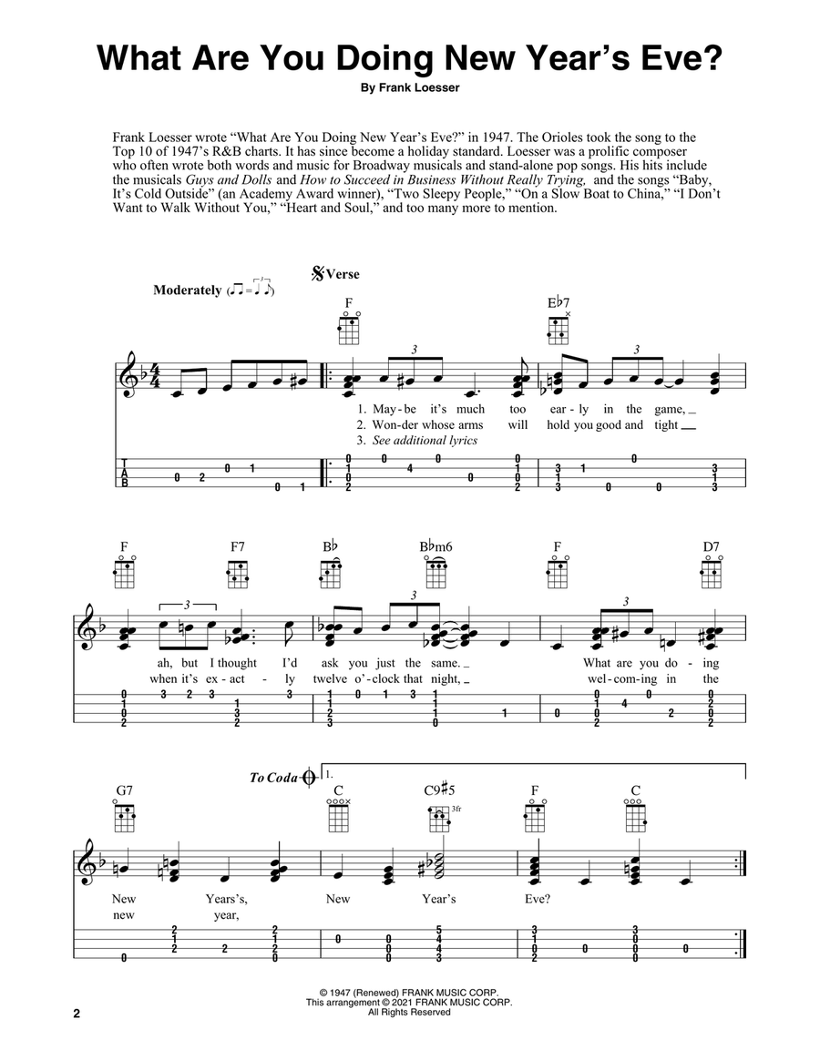 What Are You Doing New Year's Eve? (arr. Fred Sokolow) Ukulele scores gallery preview page 2
