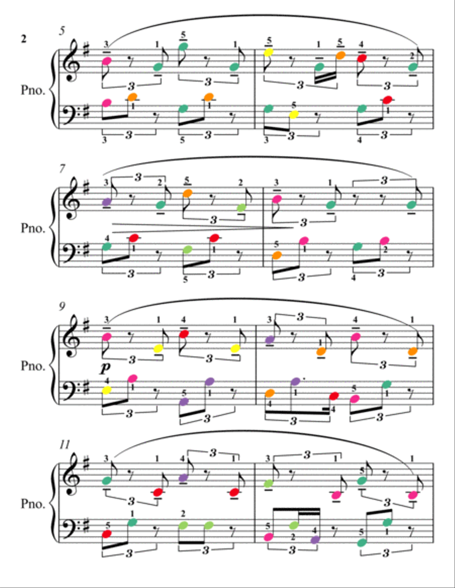 From Foreign Lands and People Kinderscenen Easy Piano Sheet Music with Colored Notes Easy Piano scores gallery preview page 2