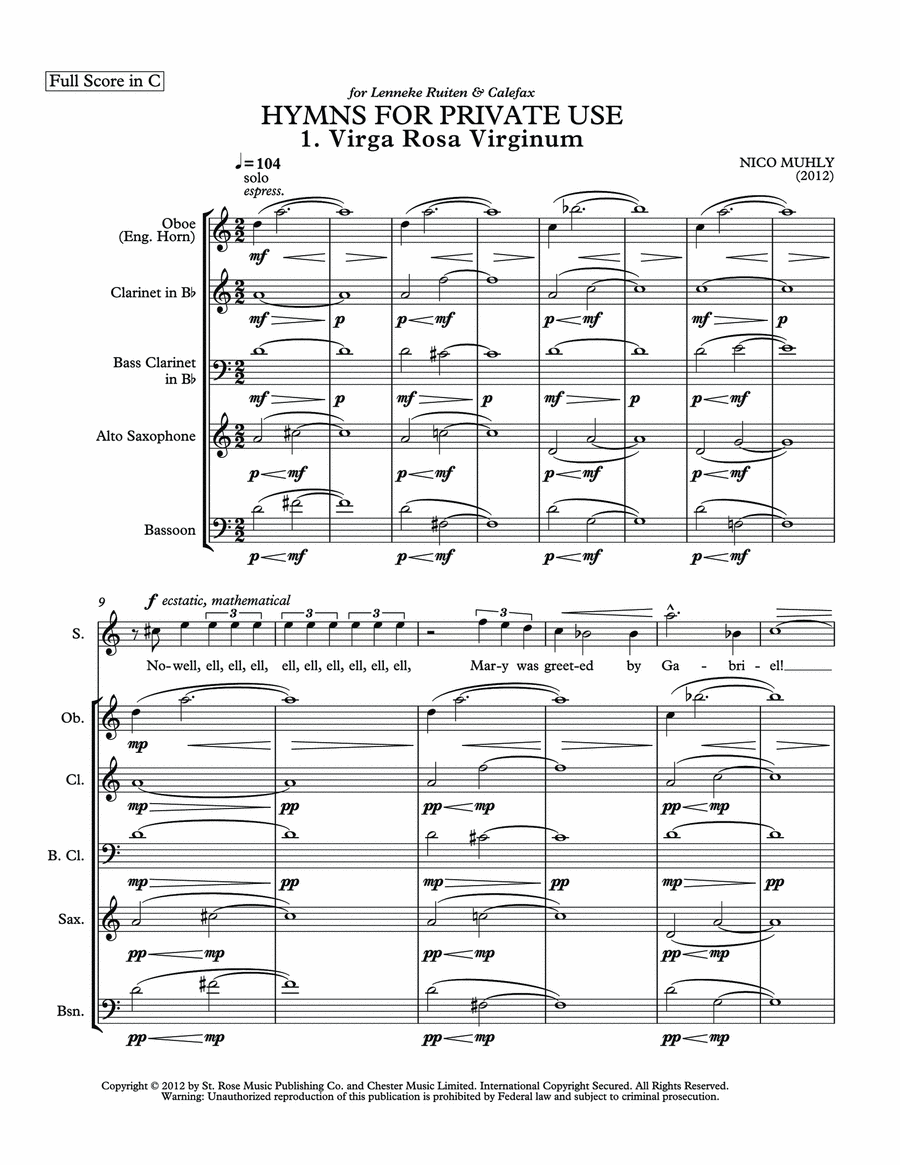Hymns for Private Use - Score & Parts Score scores gallery preview page 1
