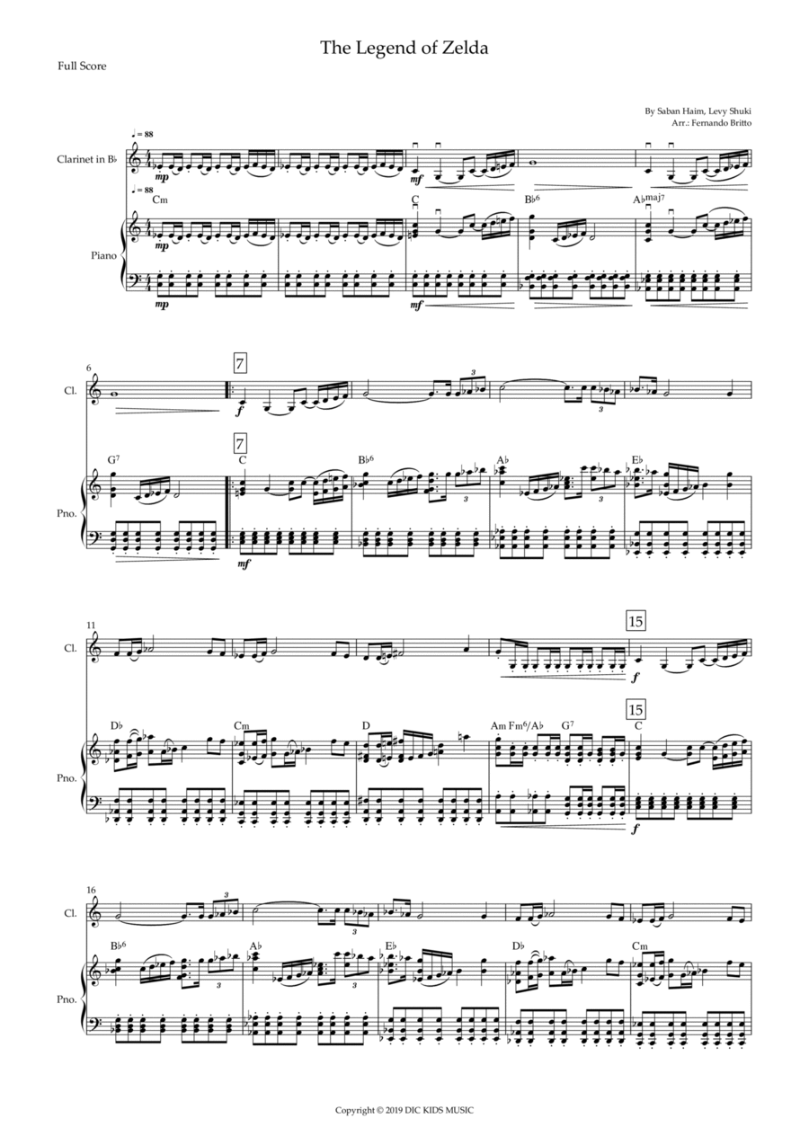 The Legend Of Zelda B-Flat Clarinet scores gallery preview page 1