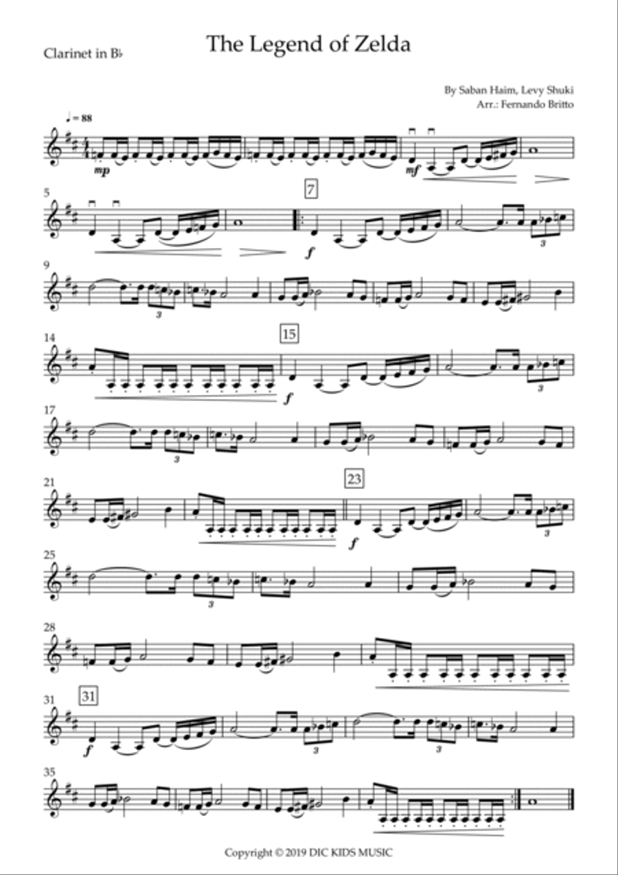 The Legend Of Zelda B-Flat Clarinet scores gallery preview page 3