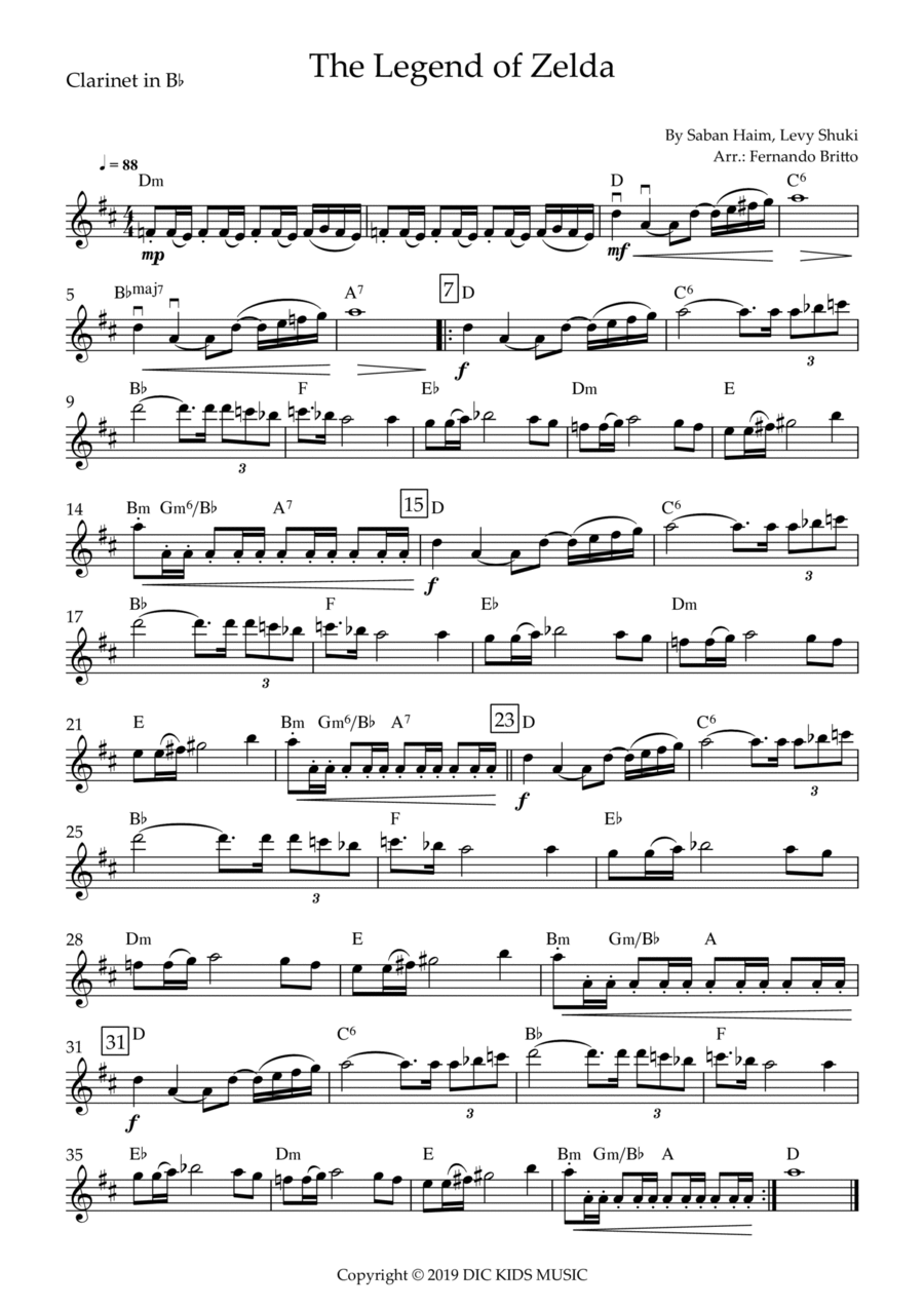 The Legend Of Zelda Clarinet Solo scores gallery preview page 1