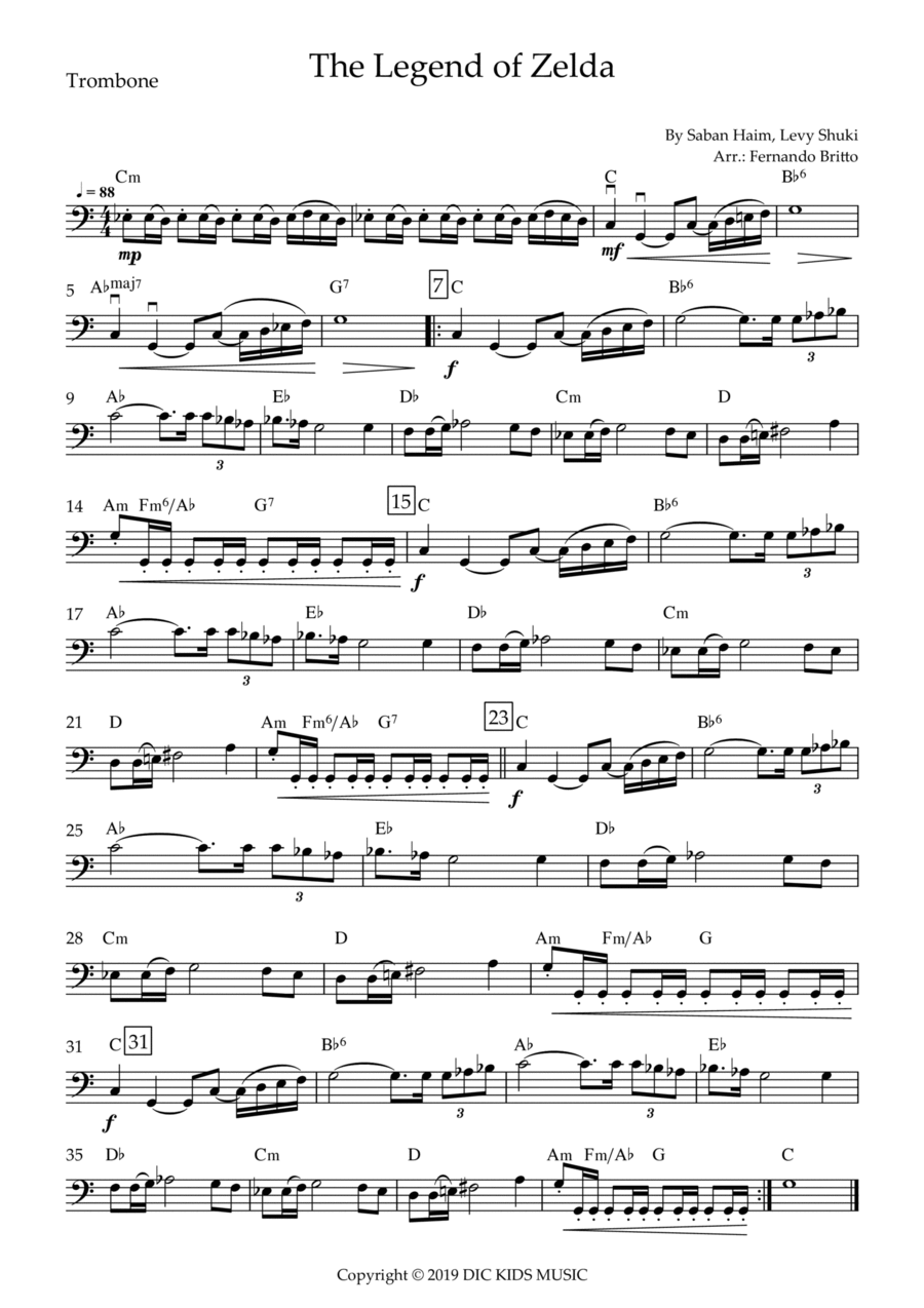 The Legend Of Zelda Trombone Solo scores gallery preview page 1
