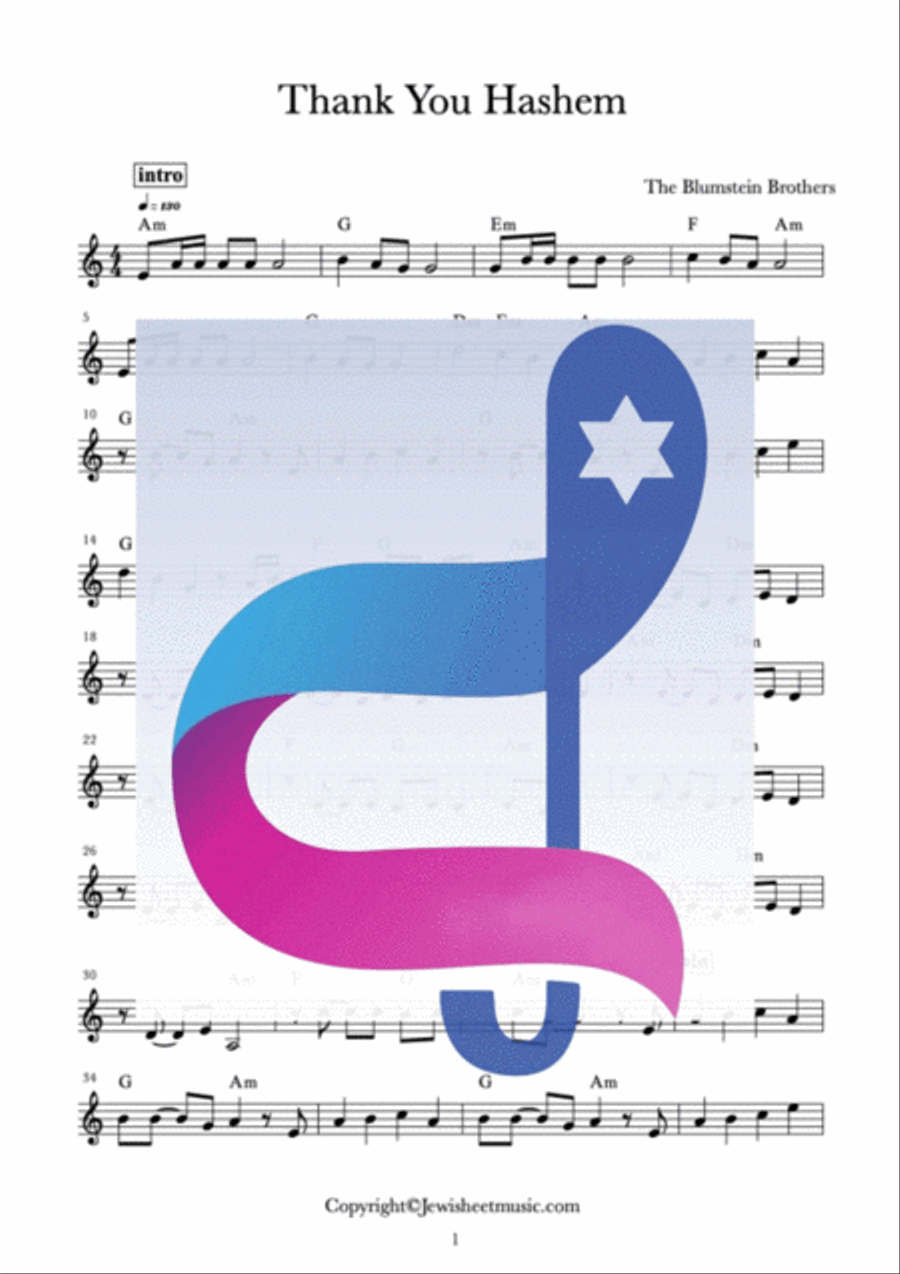 Thank You Hashem by Joey and Yosef Newcomb Piano scores gallery preview page 2