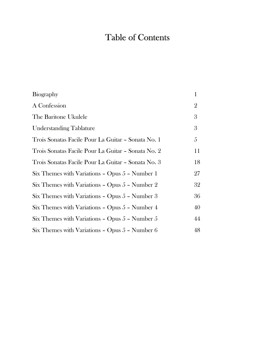 Francesco Molino: Three Sonatas and Six Themes with Variations For Baritone Ukulele Baritone Ukulele scores gallery preview page 2