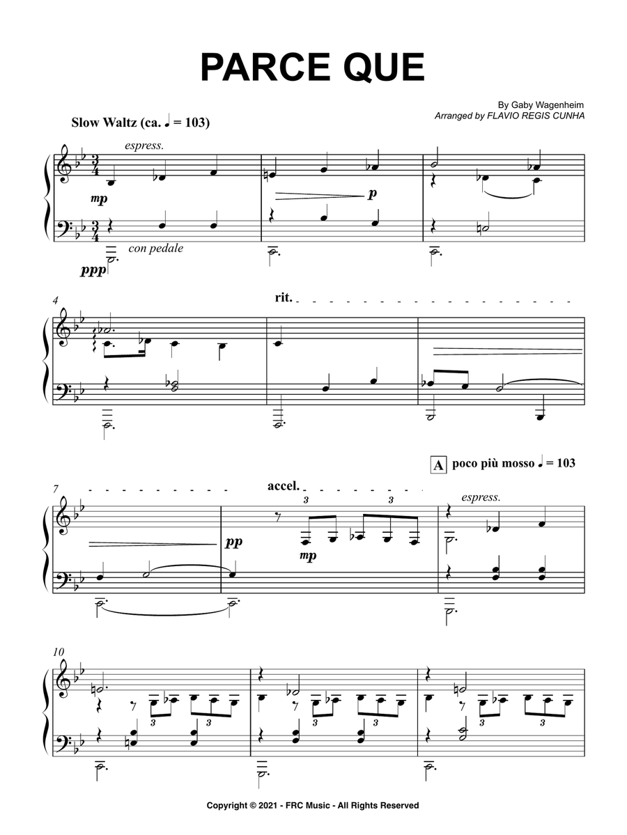 Parce Que Parce Que Piano Solo scores gallery preview page 2