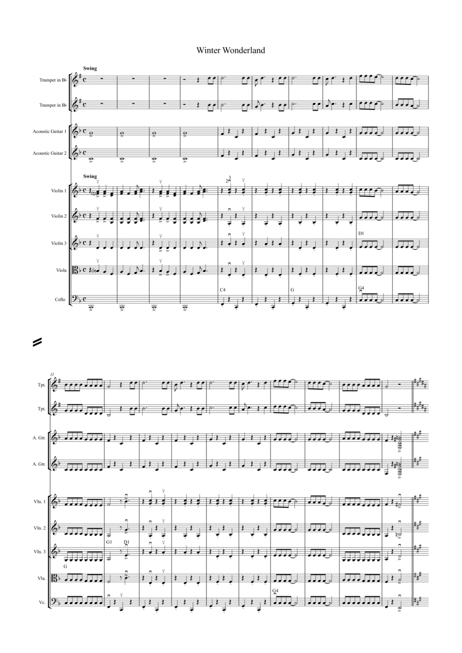 Walking In A Winter Wonderland Clarinet scores gallery preview page 1