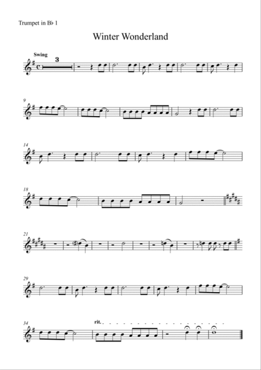 Walking In A Winter Wonderland Clarinet scores gallery preview page 3