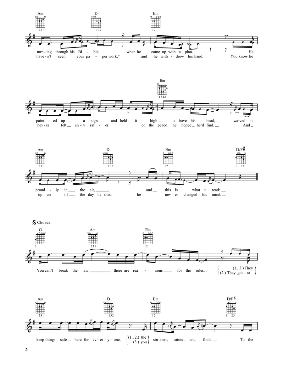 Sinners, Saints And Fools Acoustic Guitar scores gallery preview page 2