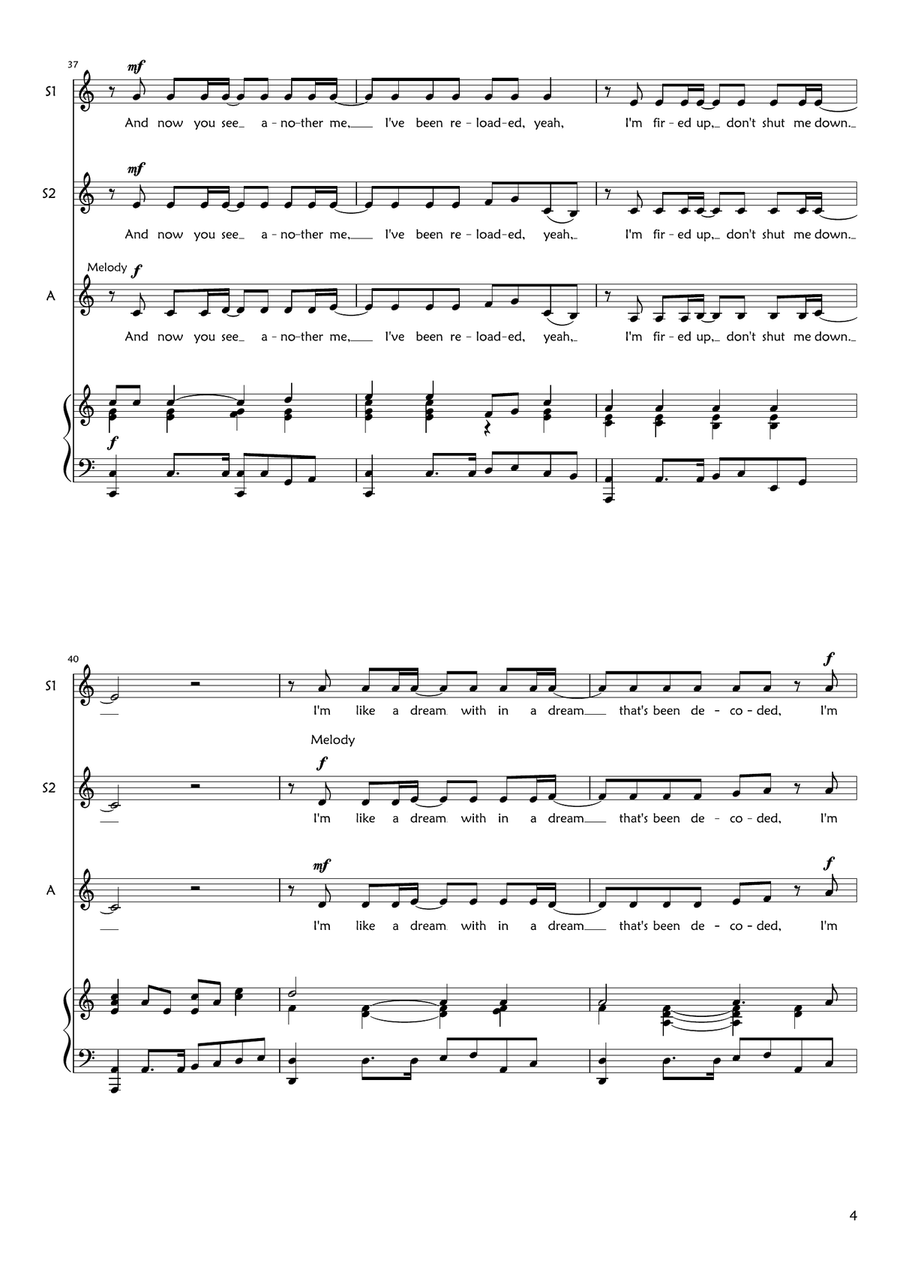 Don't Shut Me Down Don't Shut Me Down SSA scores gallery preview page 4