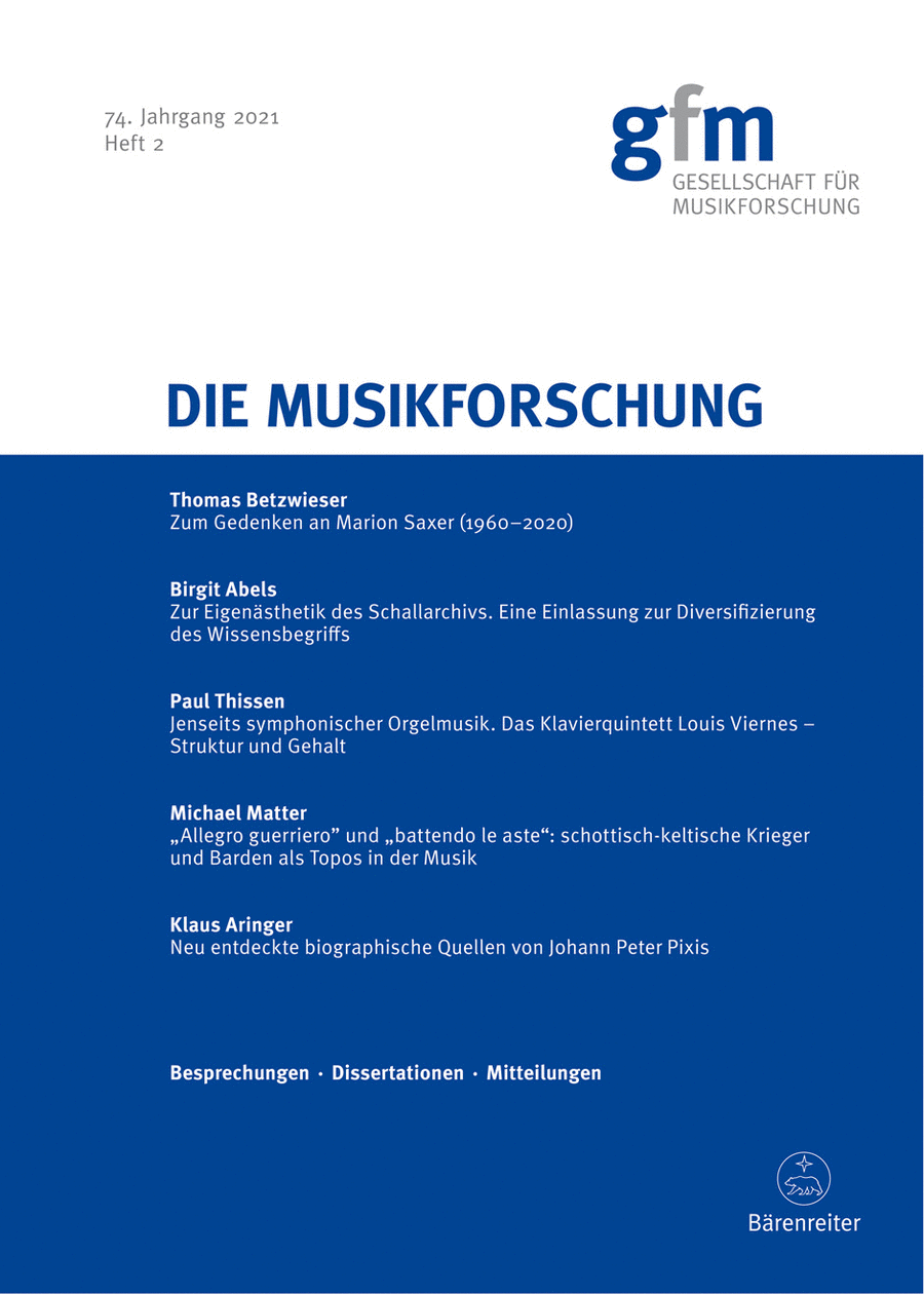 Die Musikforschung, Heft 2/2021 Magazines scores gallery preview page 1