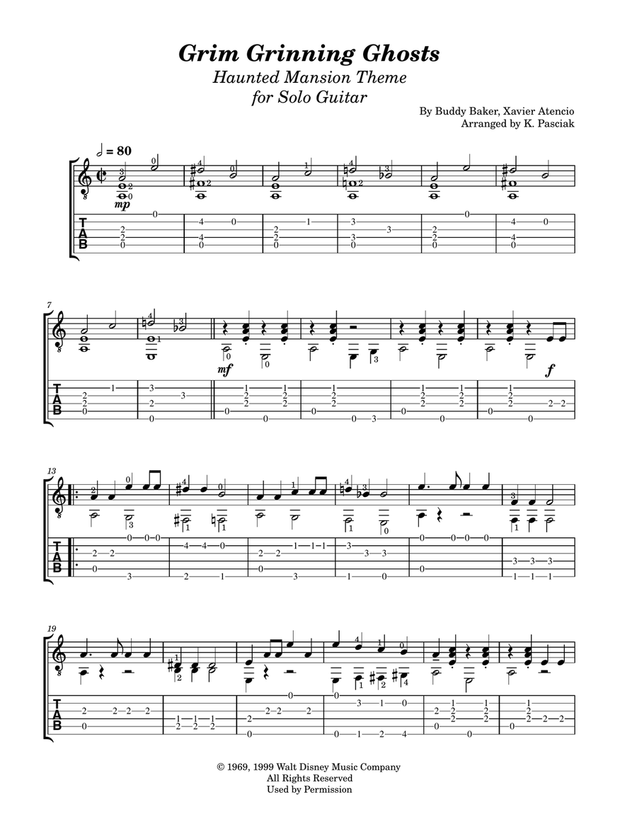 Grim Grinning Ghosts Grim Grinning Ghosts Acoustic Guitar scores gallery preview page 2