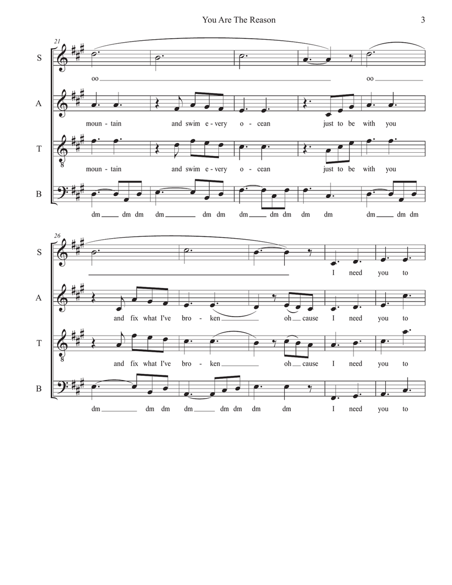 You Are The Reason You Are The Reason 4-Part scores gallery preview page 3