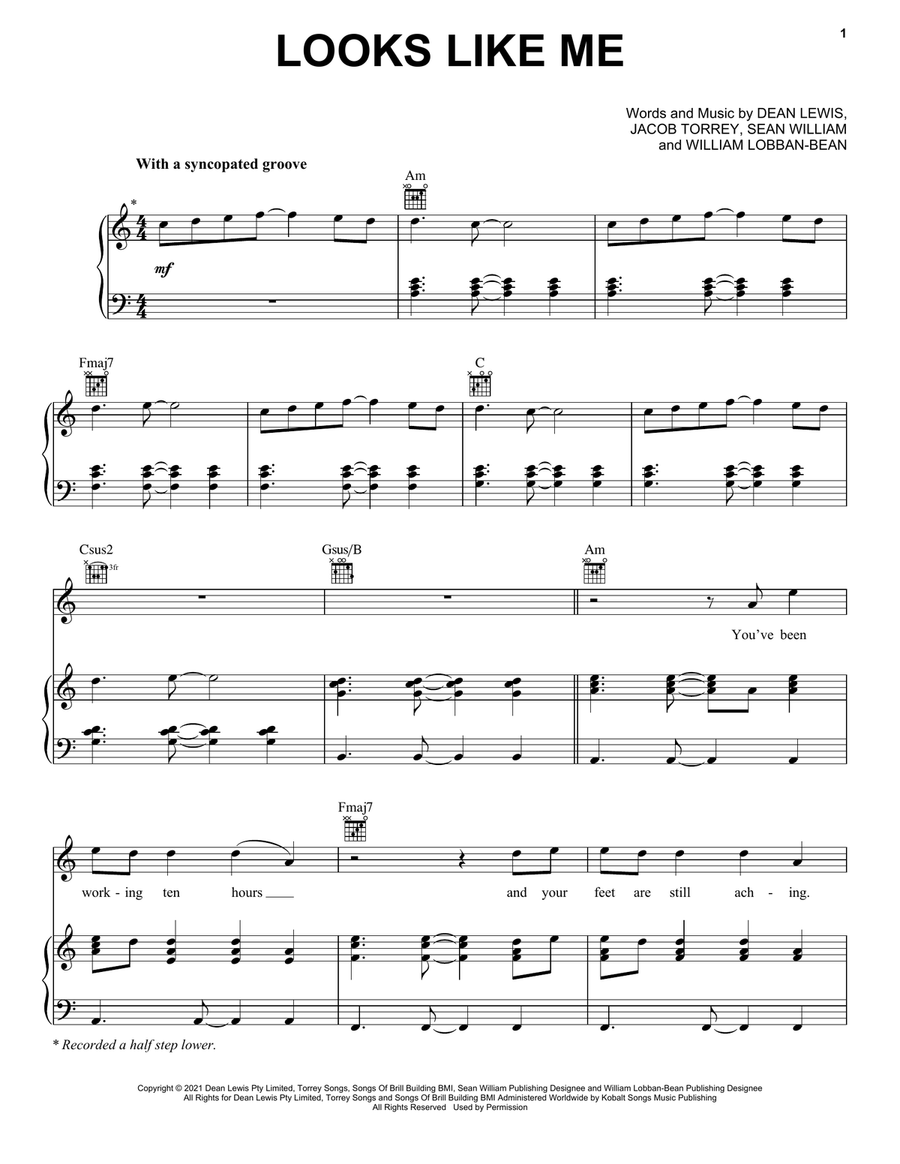 Looks Like Me - Piano, Vocal, Guitar - Digital Sheet Music
