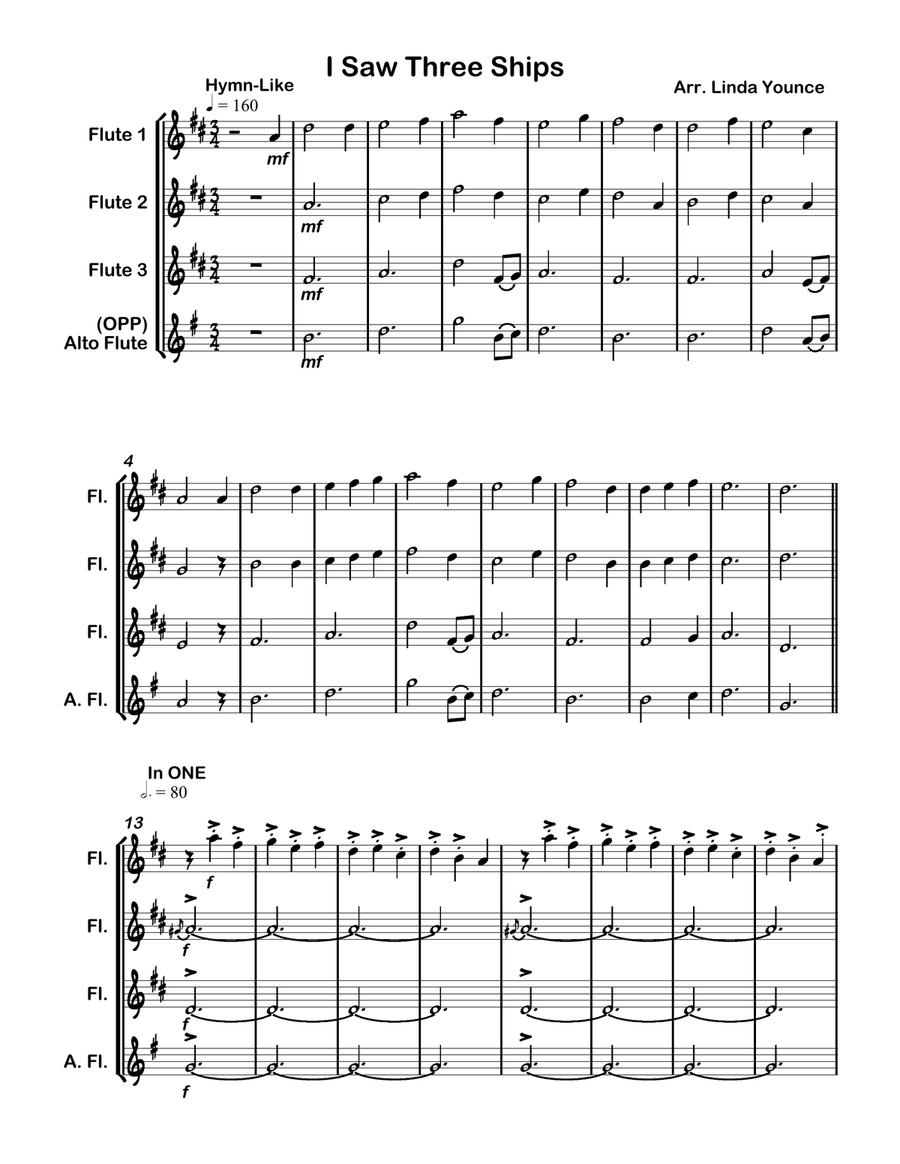 I Saw Three Ships for Flute Trio Flute Trio scores gallery preview page 2