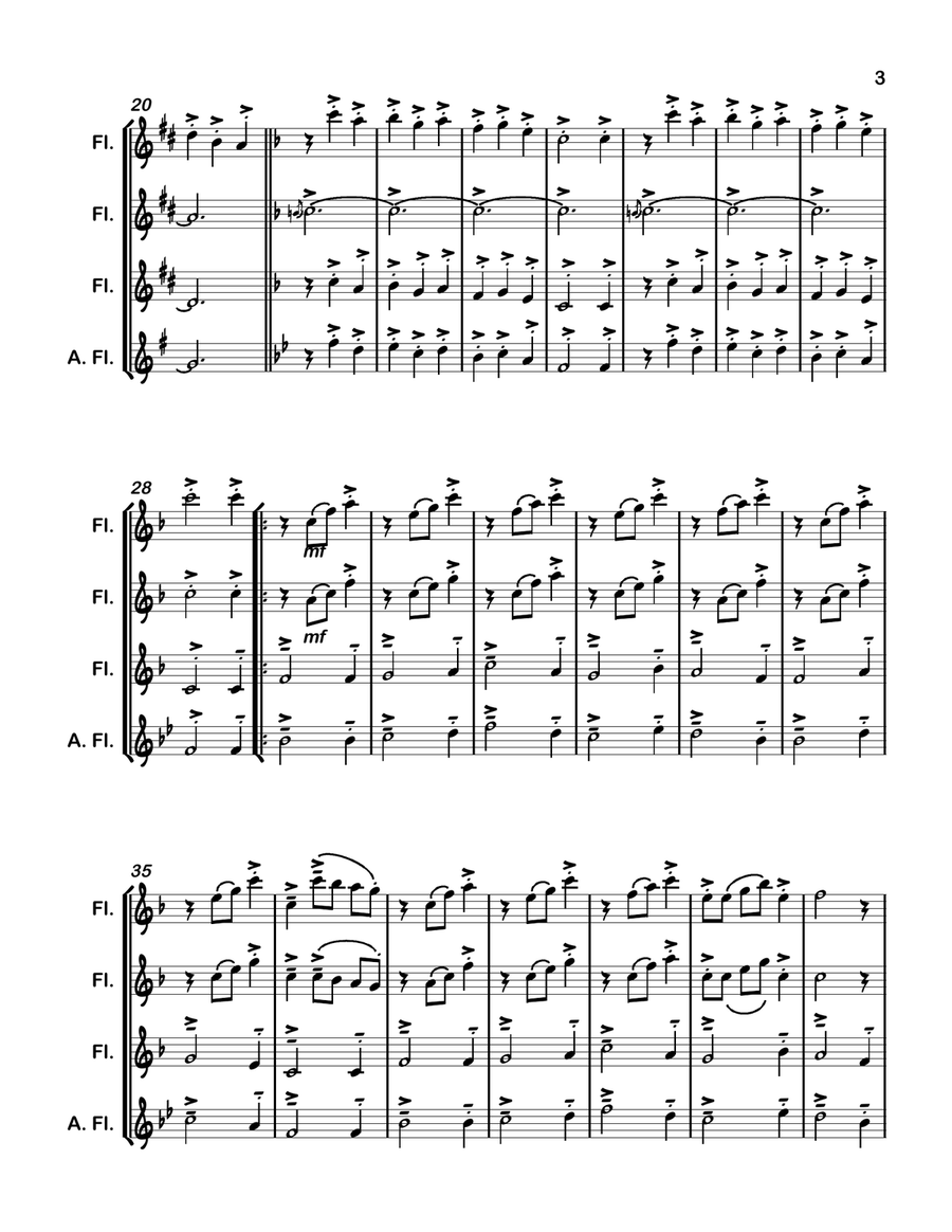 I Saw Three Ships for Flute Trio Flute Trio scores gallery preview page 4