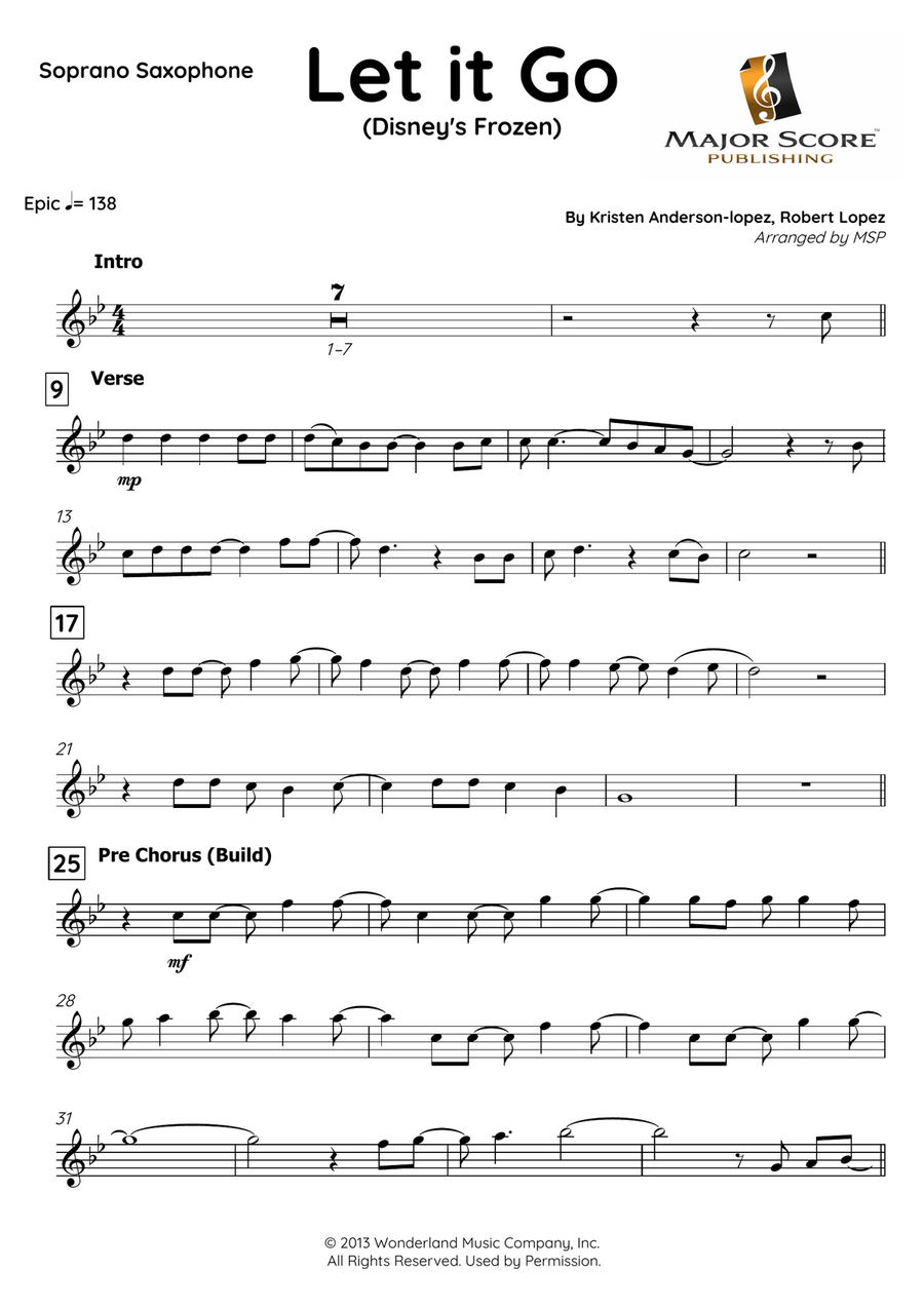 Let It Go Soprano Saxophone scores gallery preview page 2