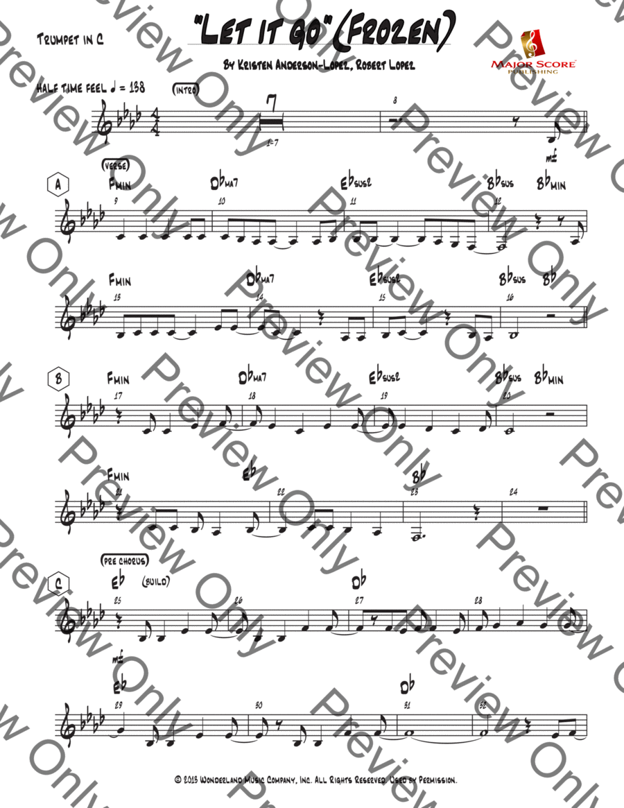 Let It Go C Trumpet scores gallery preview page 1