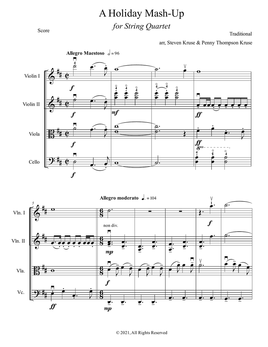 A Holiday Celebration Mash-Up for String Quartet String Quartet scores gallery preview page 4