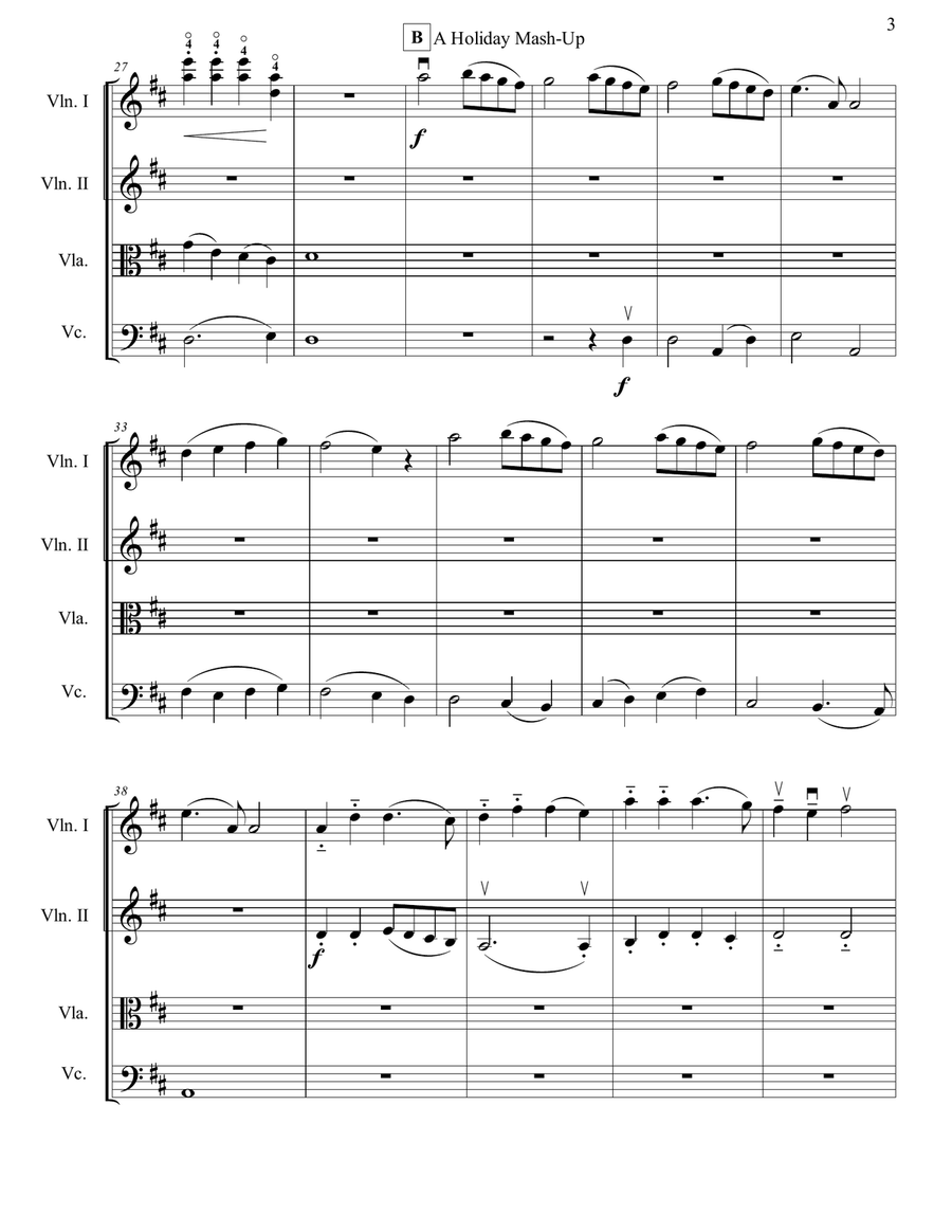 A Holiday Celebration Mash-Up for String Quartet String Quartet scores gallery preview page 6