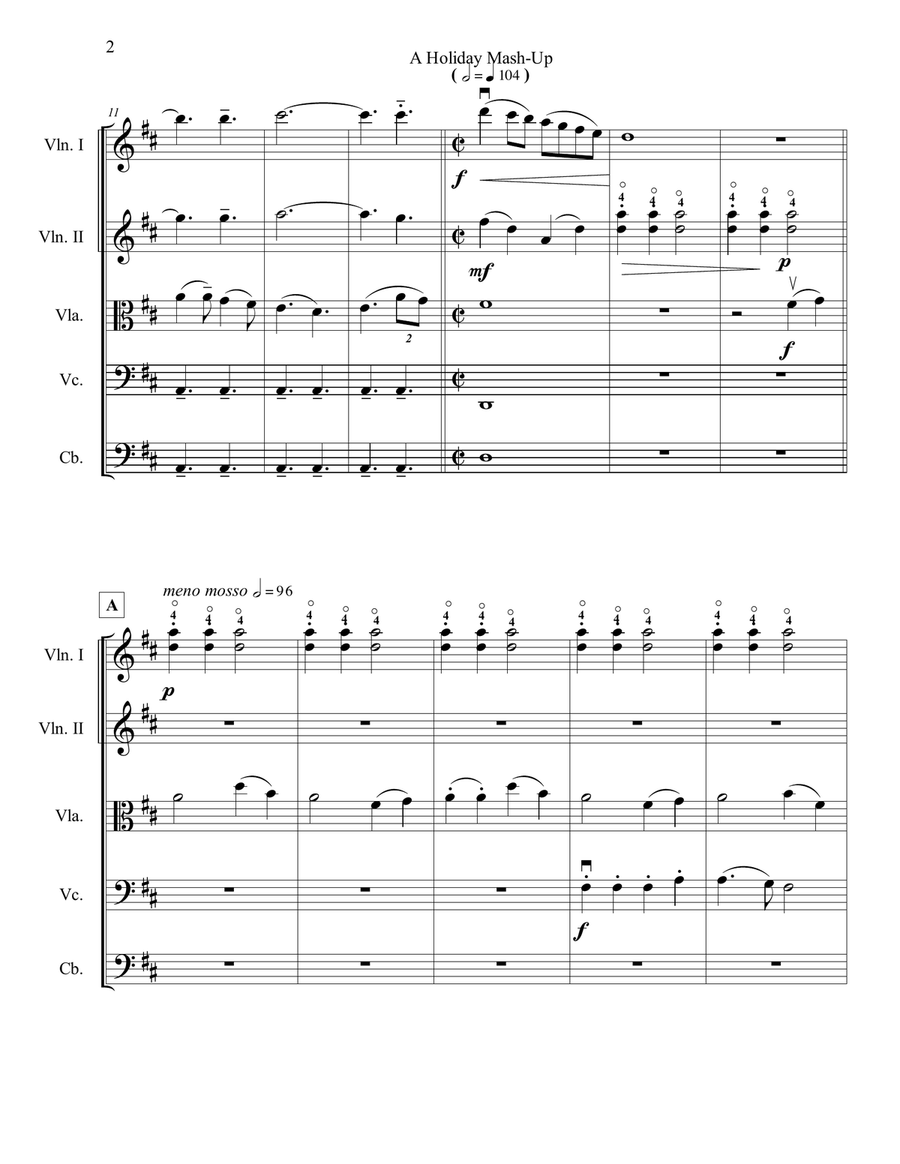 A Holiday Celebration Mash-Up for String Orchestra, Grade 3 String Orchestra scores gallery preview page 5