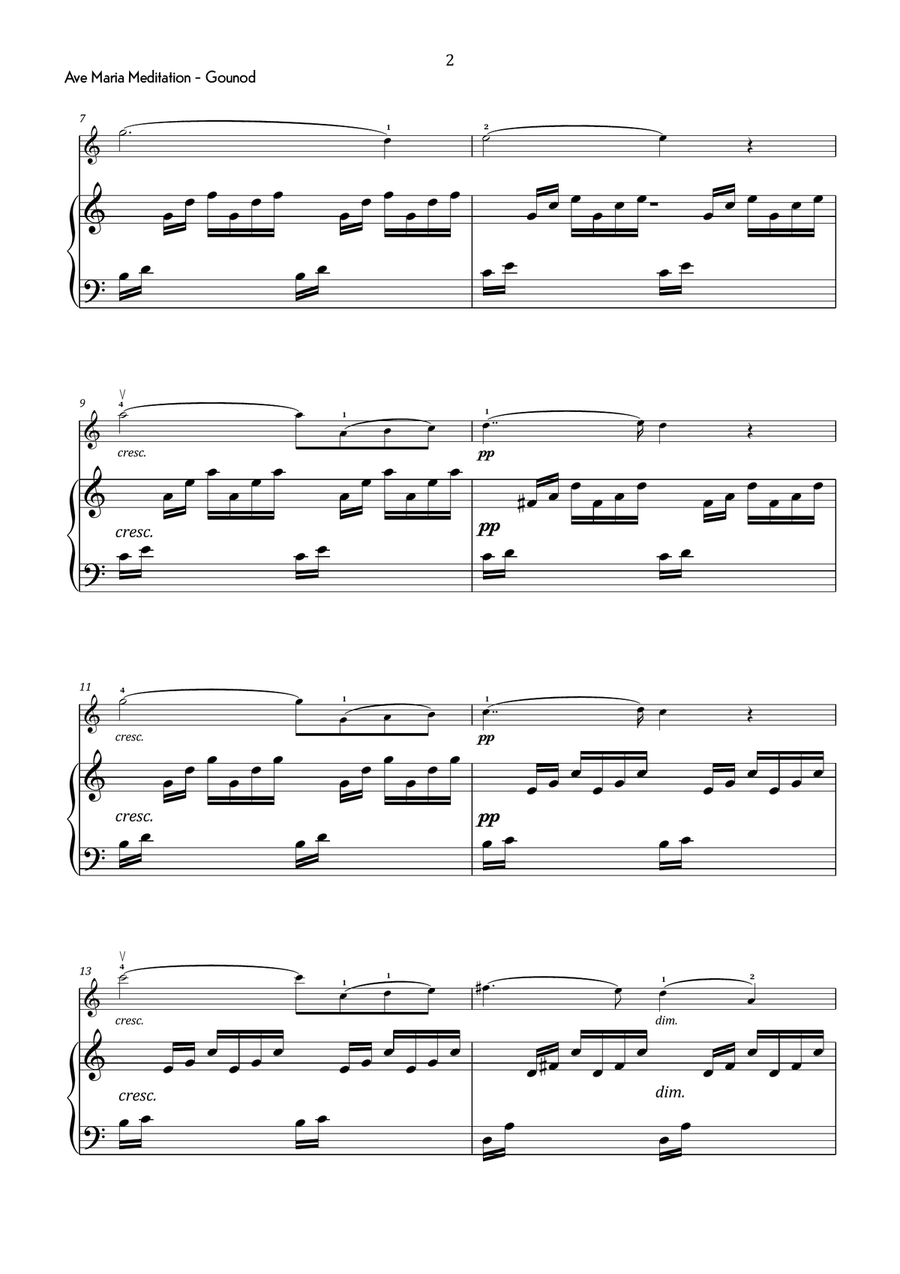 Gounod - Ave Maria Meditation in C Major - Intermediate Violin Solo scores gallery preview page 3