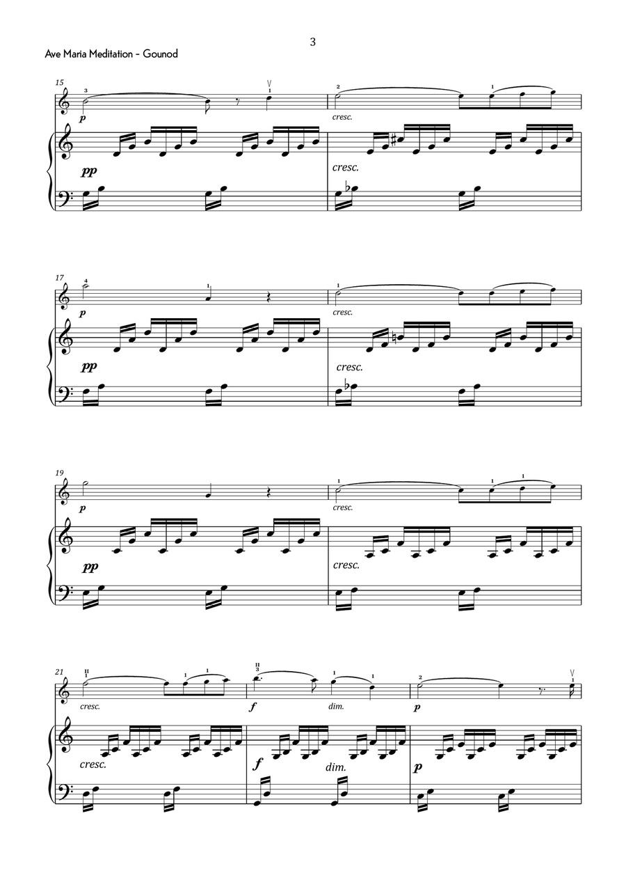 Gounod - Ave Maria Meditation in C Major - Intermediate Violin Solo scores gallery preview page 4