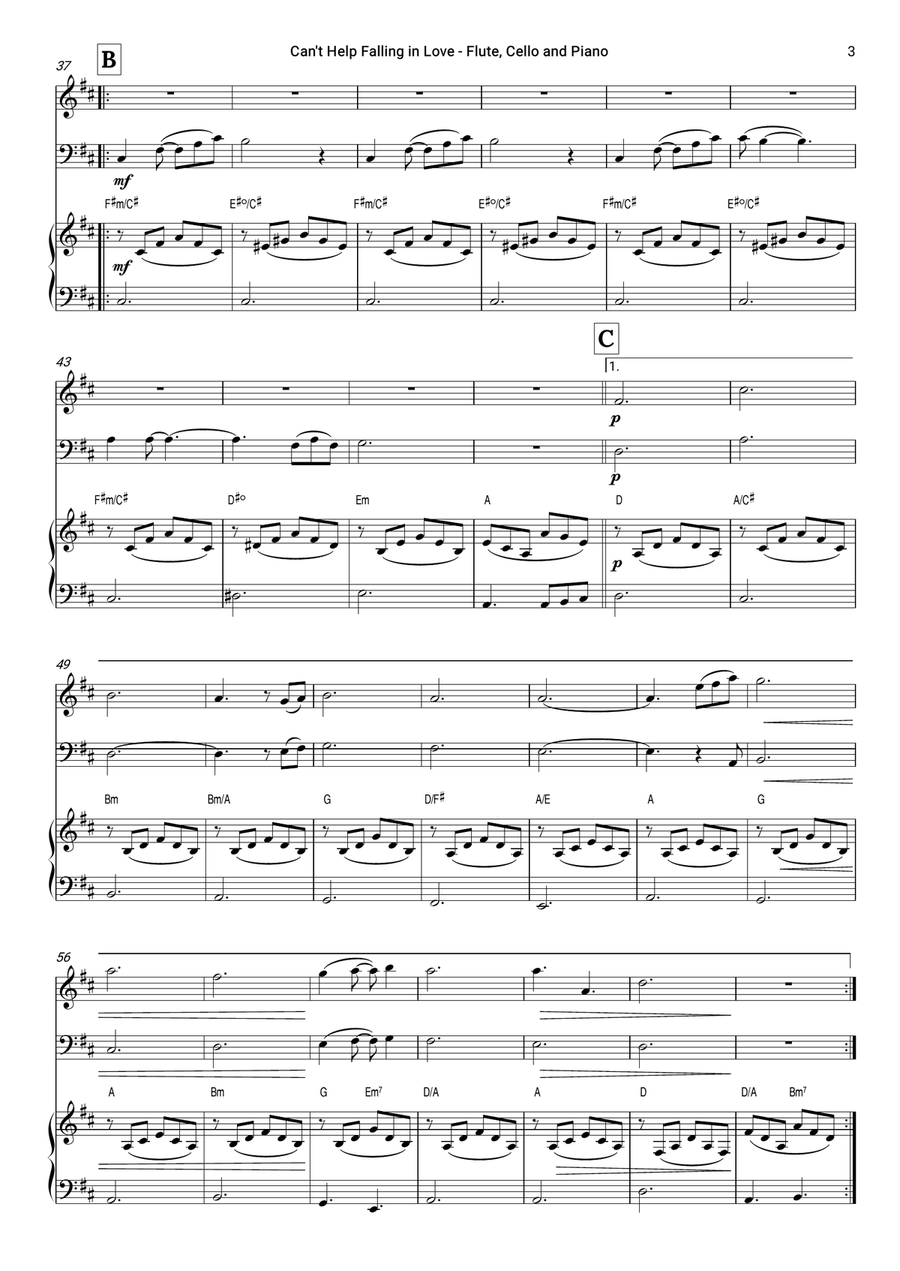 Can't Help Falling In Love Flute scores gallery preview page 3