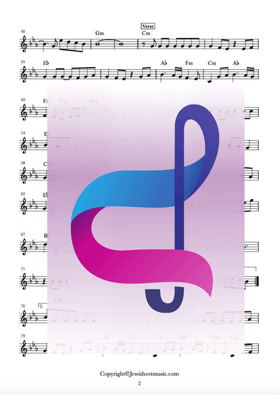 Halev Sheli | הלב שלי | Yishay Ribo lead sheet Halev Sheli | הלב שלי | Yishay Ribo lead sheet Piano scores gallery preview page 2