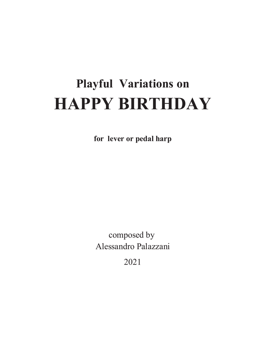 Playful Variations on Happy Birthday Harp scores gallery preview page 2