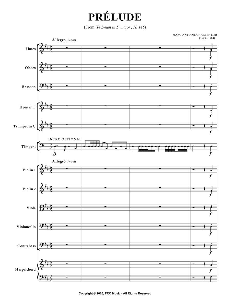 CHARPENTIER: PRELUDE (From 'Te Deum in D major', H. 146) for Chamber Orchestra Chamber Orchestra scores gallery preview page 3